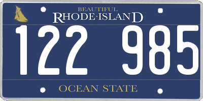 RI license plate 122985