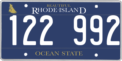 RI license plate 122992