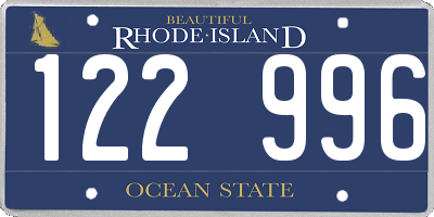 RI license plate 122996