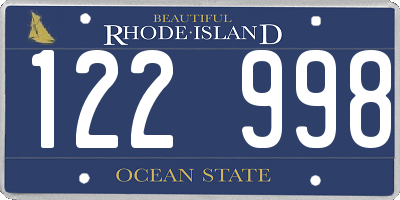 RI license plate 122998