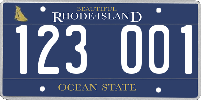 RI license plate 123001