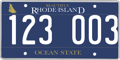 RI license plate 123003