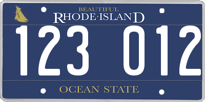 RI license plate 123012