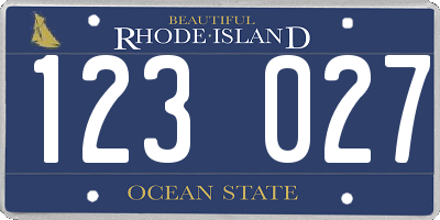 RI license plate 123027