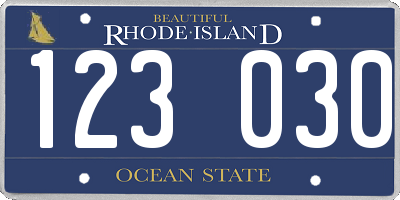 RI license plate 123030