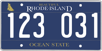RI license plate 123031