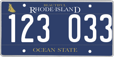 RI license plate 123033