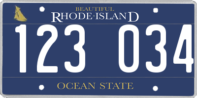 RI license plate 123034