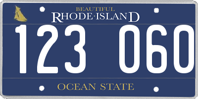 RI license plate 123060