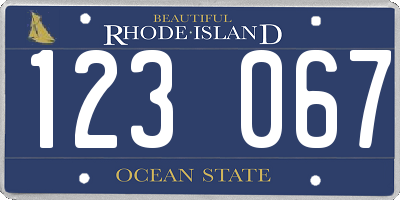 RI license plate 123067