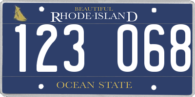 RI license plate 123068