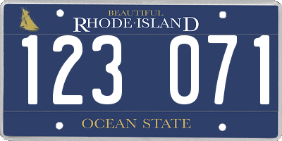 RI license plate 123071