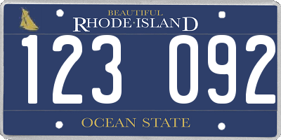 RI license plate 123092