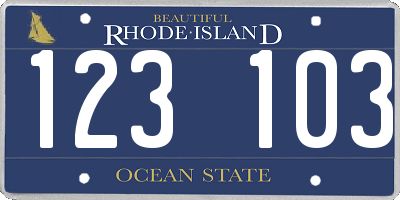 RI license plate 123103