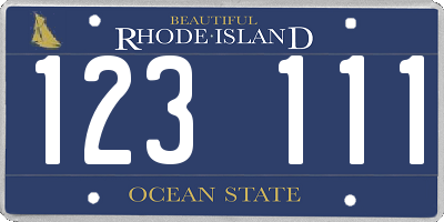 RI license plate 123111