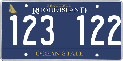 RI license plate 123122