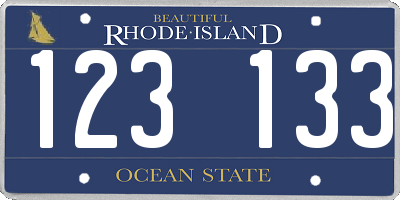 RI license plate 123133