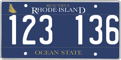 RI license plate 123136