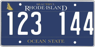 RI license plate 123144