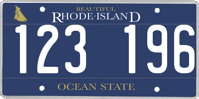 RI license plate 123196