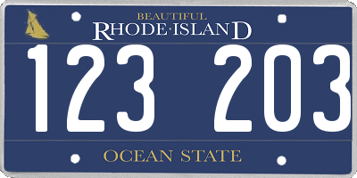 RI license plate 123203