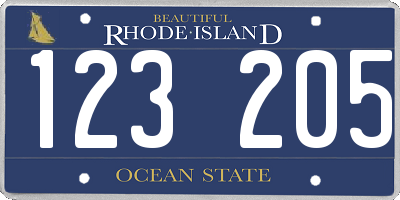 RI license plate 123205
