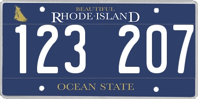 RI license plate 123207