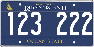 RI license plate 123222