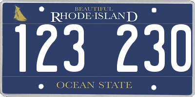 RI license plate 123230