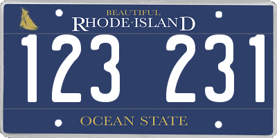 RI license plate 123231