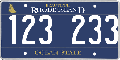 RI license plate 123233