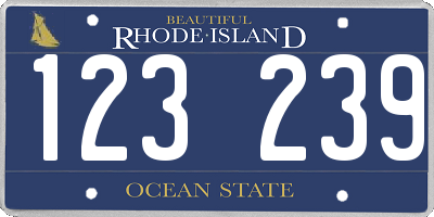 RI license plate 123239