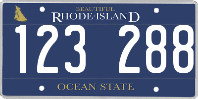 RI license plate 123288