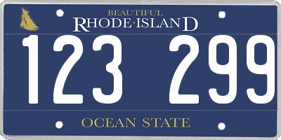 RI license plate 123299