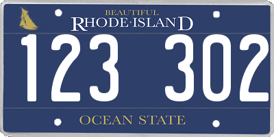 RI license plate 123302
