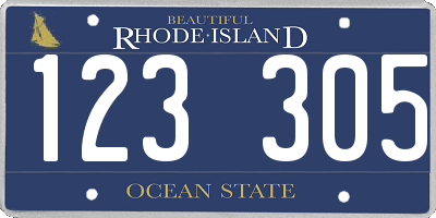 RI license plate 123305