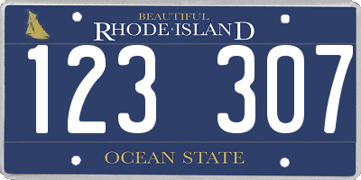 RI license plate 123307