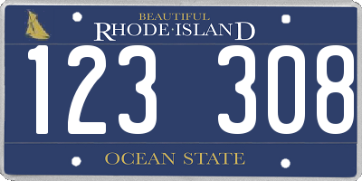 RI license plate 123308