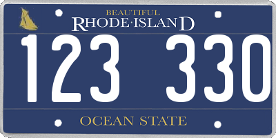 RI license plate 123330