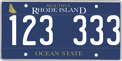 RI license plate 123333
