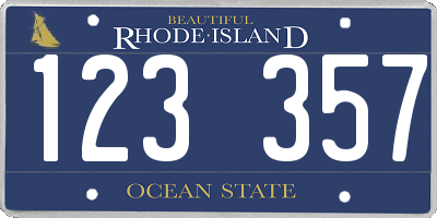 RI license plate 123357