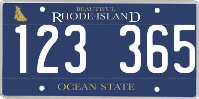RI license plate 123365