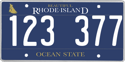 RI license plate 123377