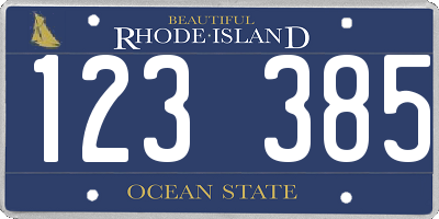 RI license plate 123385