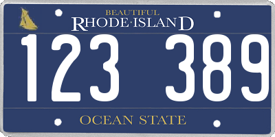 RI license plate 123389