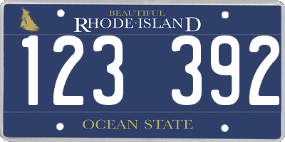 RI license plate 123392