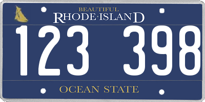 RI license plate 123398