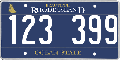 RI license plate 123399