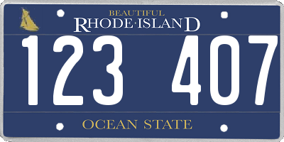 RI license plate 123407