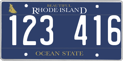 RI license plate 123416